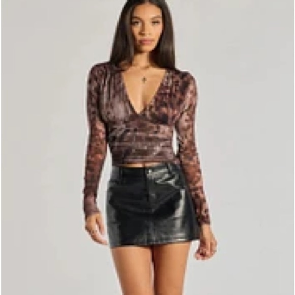 WINDSOR
Sassy Style Print Mesh Long Sleeve Top color MULTI - Picture 1 of 9